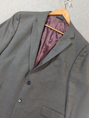 Lauren Ralph Lauren Houndstooth Wool Silk Blazer Men's 46R Grey